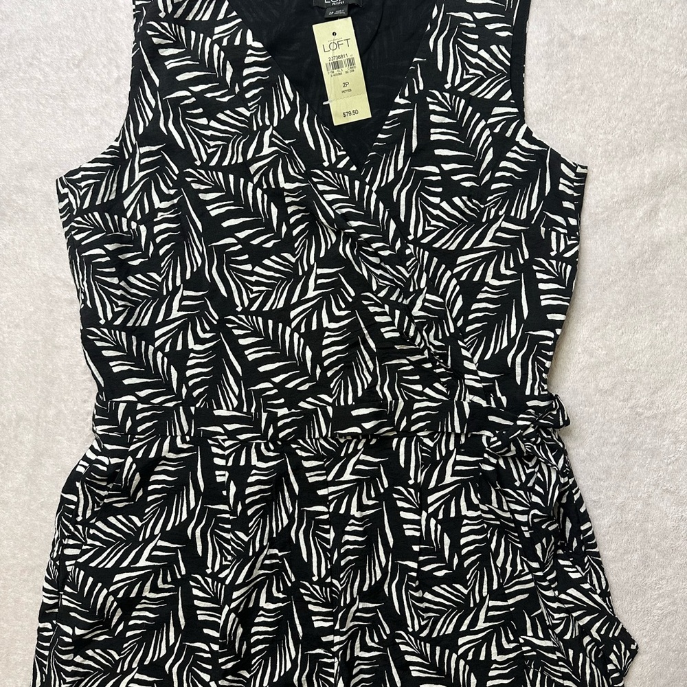 LOFT Black and White Sleeveless V-Neck Midi Sundress - Picture 13 of 13